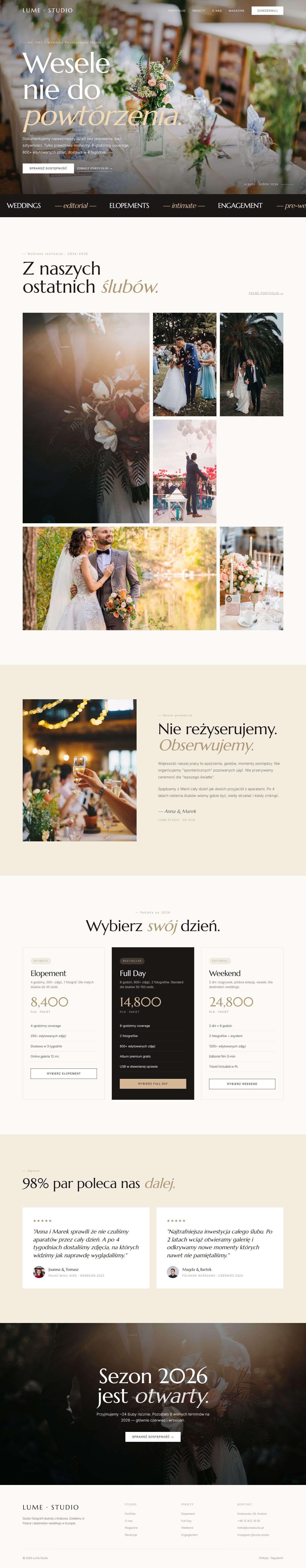 Lume - pełny widok strony