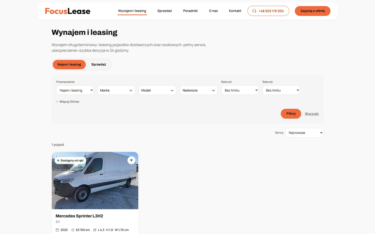 Focus Lease — ekran projektu