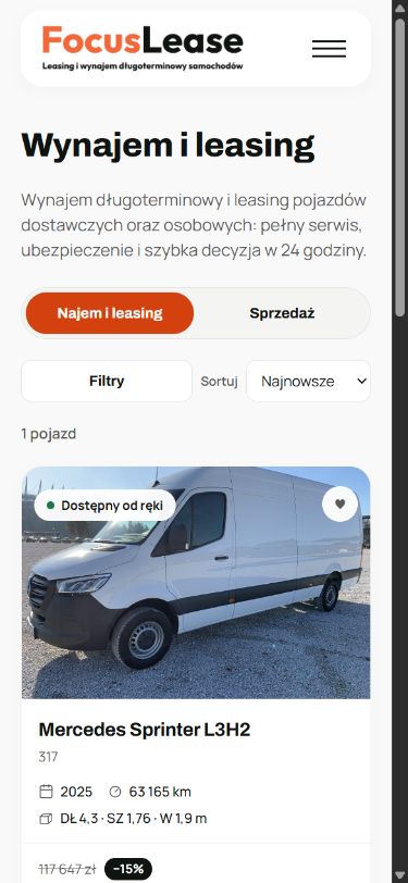 Focus Lease — ekran projektu