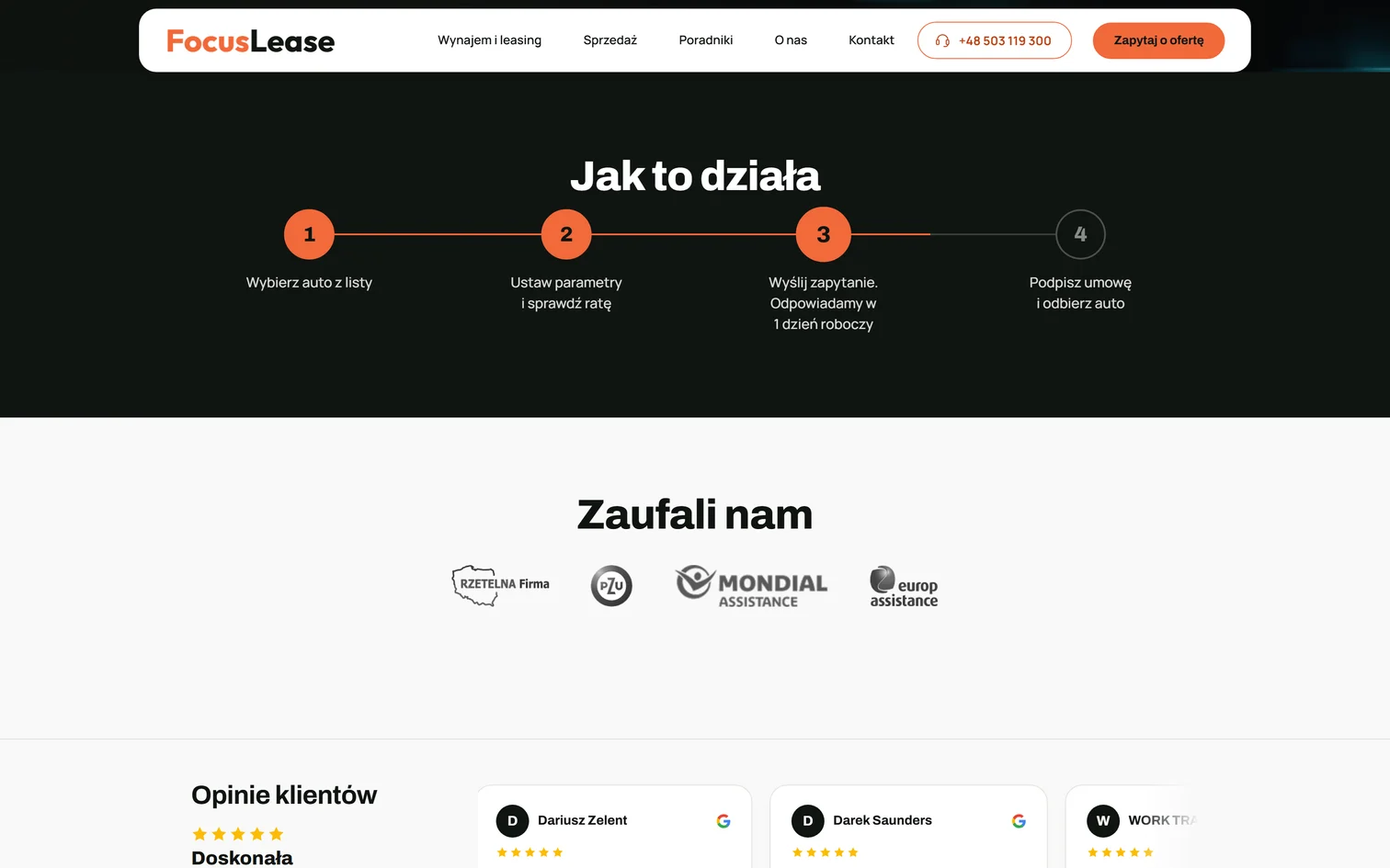 Focus Lease — ekran projektu
