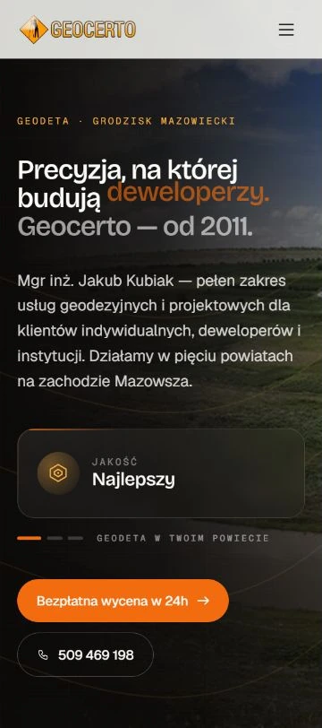 Geocerto — ekran telefonu