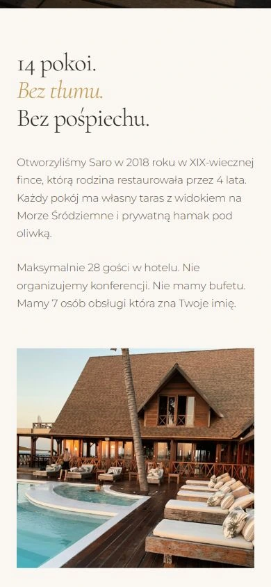 Hotel Saro — detal mobilny